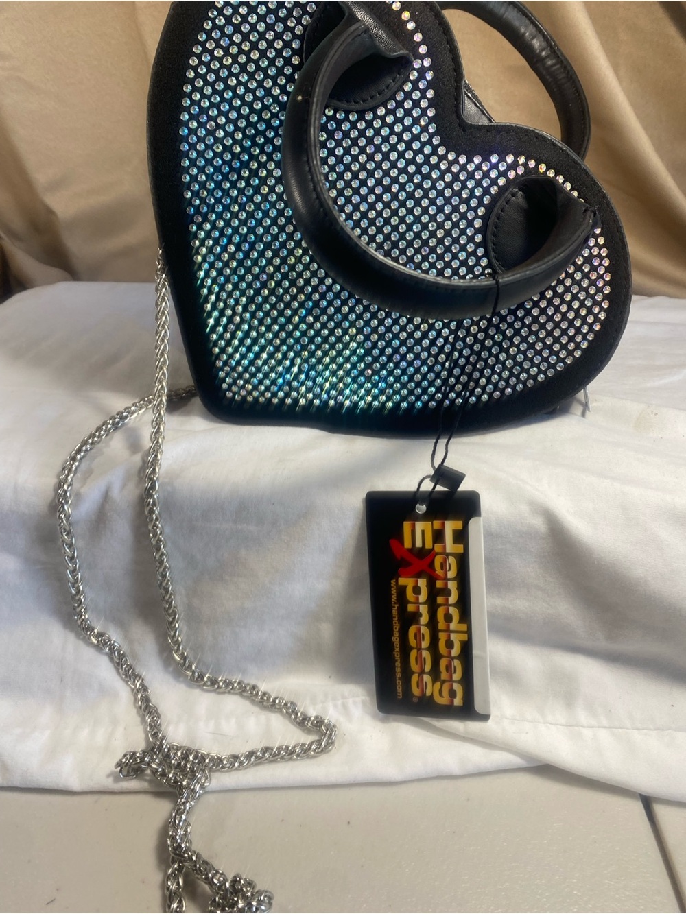 Black Heart Crystal Crossbody Key & Card Holder